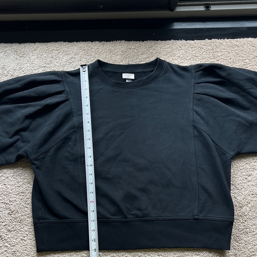a new day Black Puff-Sleeve Crewneck Sweatshirt